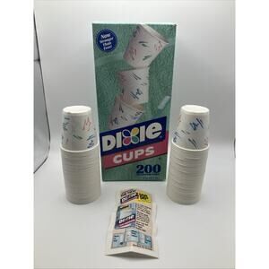 Vintage Dixie Cups Paint Strokes Box 3oz Cups 1995 Open Box 87 Cups Paint Stroke